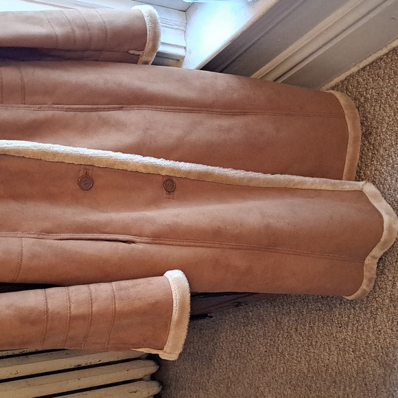 Fleet Street Ltd. London/New York size XL brown faux suede faux fur trim coat - Picture 4 of 7